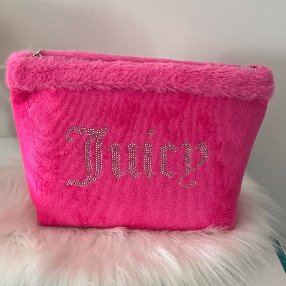 Juicy Couture Pink Furry Cosmetic Bag
